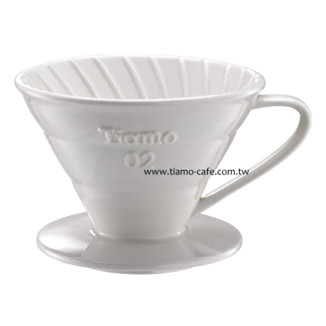 Tiamo V02陶瓷圆锥咖啡滤器组(白) 附滤纸量匙