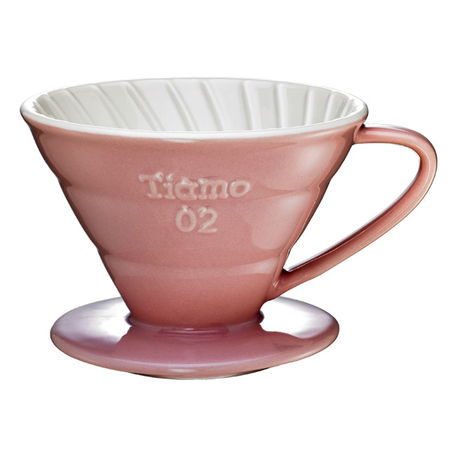 Tiamo V02陶瓷双色咖啡滤器组 附滴水盘量匙 2-4人